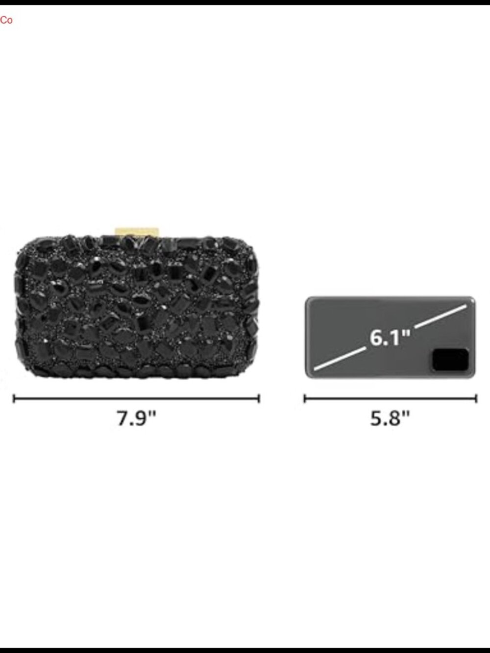 Crystal Evening Clutch with Gold Metal Frame Removable Chain - Picture 3 of 6